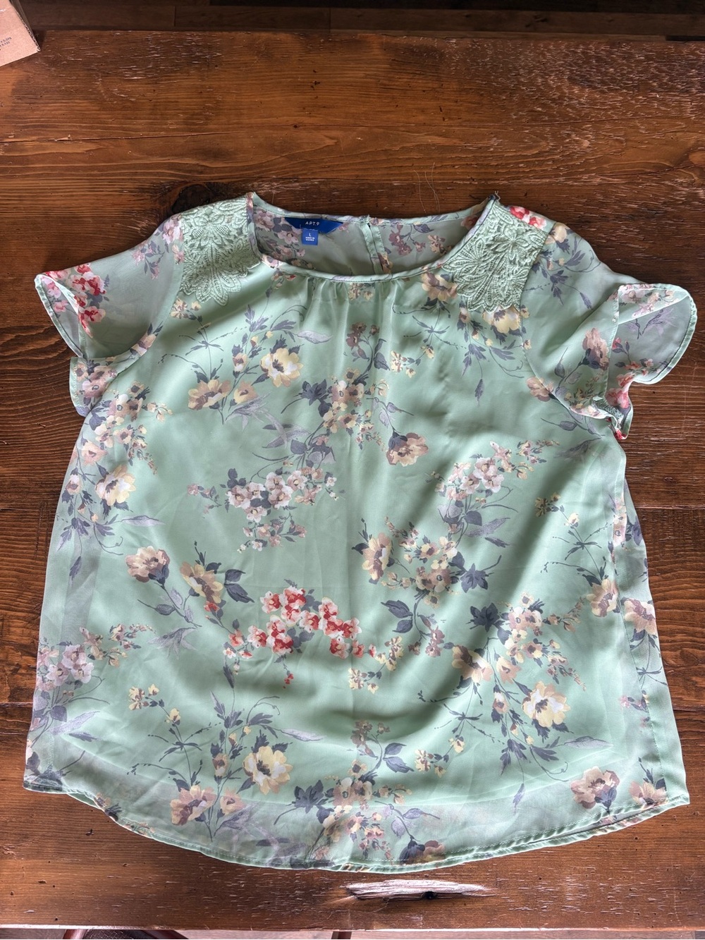 Mint Floral Short Sleeve Top